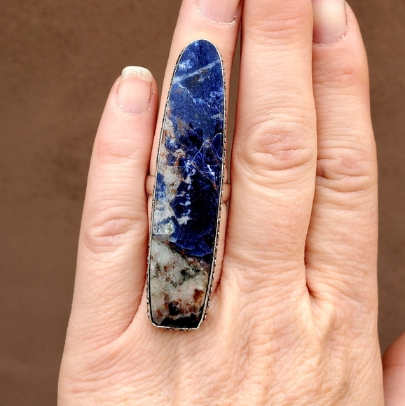 New Huge Sodalite 925  Silver Statement Ring. - Picture 11 of 16